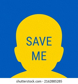 child protection poster. silhouette of a yellow child on a blue background.