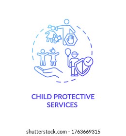 Child Protective Service Concept Icon. Kids Abuse And Neglect Prevention. Childcare Idea Thin Line Illustration. Social Worker. Vector Isolated Outline RGB Color Drawing