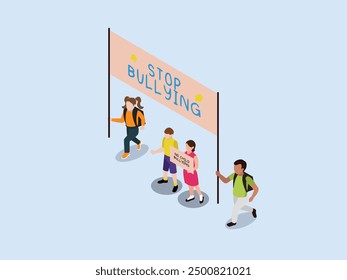 Child Protest Stop Bullying 3d vector illustration concept