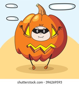 child pumpkin fright vector