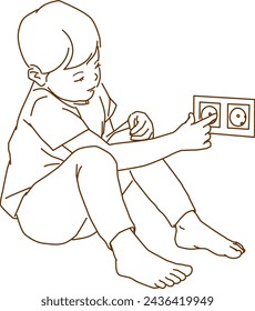 child put finger in socket dangerous situation at home child playing with electrica socket