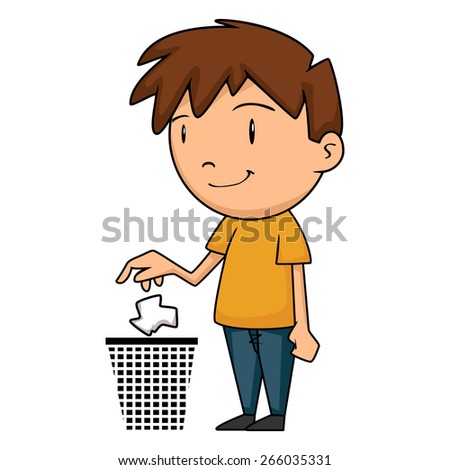 Similar – Image, Stock Photo Boy putting litter in recycling box