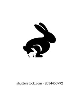 child rabbit and mom animal icon design template vector