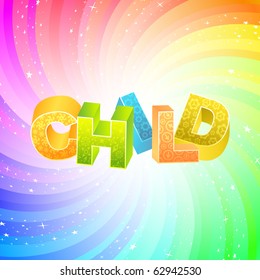 CHILD. Rainbow 3d illustration.