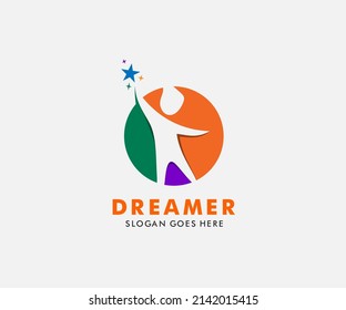 Child Reaching Star logo vector, Education logo designs template, design concept, logo, logotype element for template