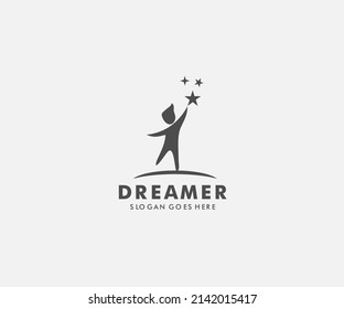 Child Reaching Star logo vector, Education logo designs template, design concept, logo, logotype element for template