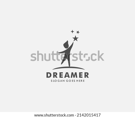 Child Reaching Star logo vector, Education logo designs template, design concept, logo, logotype element for template