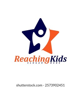 Child reaching stars logo design concept vector. Reaching Stars Logo Design Template. Dream star logo. Creative Symbol. Icon