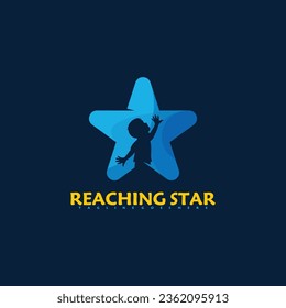 Ilustración vectorial del logotipo de estrellas de alcance infantil. Plantilla de diseño de logotipo de estrella soñada. icono, emblema, colorido.