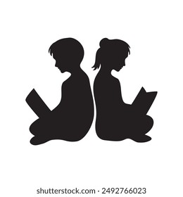 child read book silhouette design. education sign and symbol.