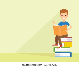 Niño leyendo un libro de fondo