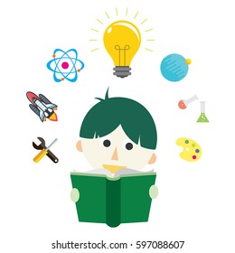 child reading a book and his vision and ambitions