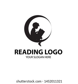 child Reading book logo designs