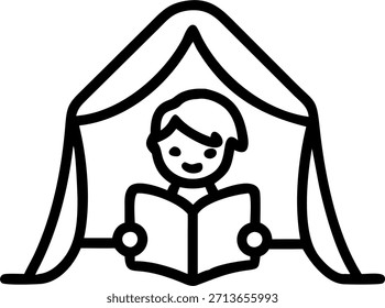 Niño leyendo un libro bajo un concepto de fuerte de manta mientras un disparo sincero captura a un niño absorto en un libro mientras está enclavado debajo de un fuerte de manta casera en una acogedora sala de estar. El suave resplandor de una lámpara cercana realza la atmósfera de maravilla y confort destacando la alegría del juego imaginativo en el hogar. en Foto Stock Concepto, espacio de copia para publicidad o Anuncio con Foto Realista como detalle de alta calidad --ar 7:2
