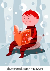 Child reading a book - vector