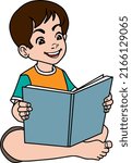 child reading book  vector illustration isolated on white background