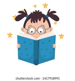 Niño leyendo una Ilustración vectorial de libro