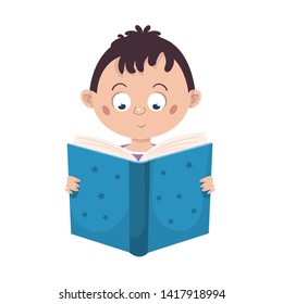 child reading a book vector illustration