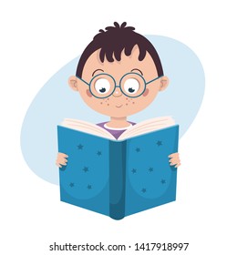 child reading a book vector illustration