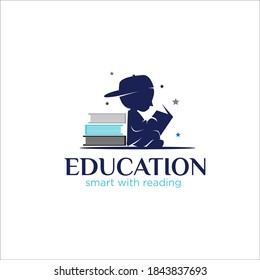 child reading logo designs simple for education logo