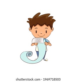 Lista larga de niños que leen, lindo y feliz chico