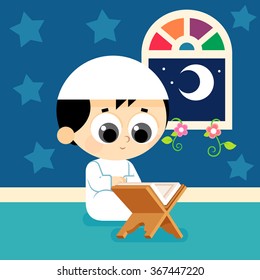 Child Reading Quran ( the holy book of Islam )