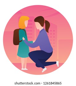 Child ready for school flat icon design