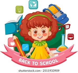 Child ready for school with supplies