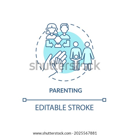 Child rearing concept icon. Togetherness. Family life. Childbearing. Kid care and protection. Parenting abstract idea thin line illustration. Vector isolated outline color drawing. Editable stroke