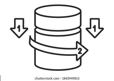 Child Resistant Pill Bottles Opening Method. Baby Proof Container. Lock Opening Instruction. Press, Pull From Top, Turn Cover Left. Poisoning Safety.Vector Outline Icon Illustration. Editable Stroke.