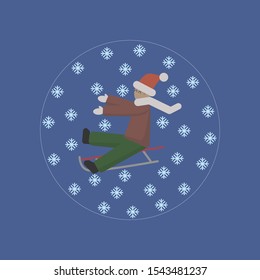 child rides on a sled