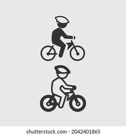 Child Riding bicycle vector icon illustration sign for web and design