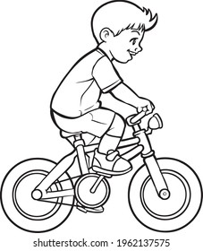 child riding a bicycle.people vector illustration isolated on white background.