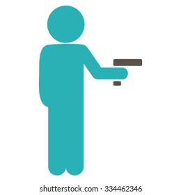 Child Robber vector icon. Style is bicolor flat symbol, grey and cyan colors, rounded angles, white background.