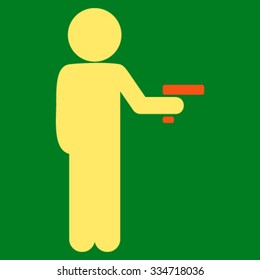 Child Robber vector icon. Style is bicolor flat symbol, orange and yellow colors, rounded angles, green background.