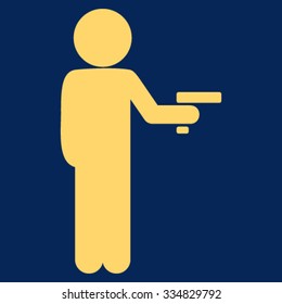 Child Robber vector icon. Style is flat symbol, yellow color, rounded angles, blue background.