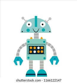 child robot of blue color. children's illustration