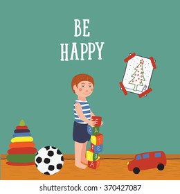 child, room, toys, holidays card