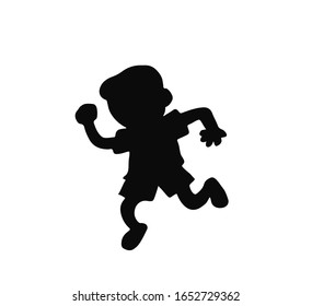 child running cartoon. black silhouette.