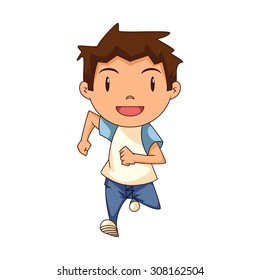 Child running, front view, vector illustration