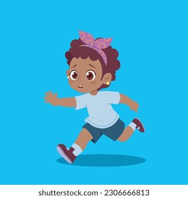 A child running terrified of something, a cute child running