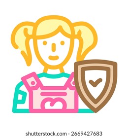 ícone de cor segura para crianças vetor. sinal de segurança para crianças. ilustração de símbolo isolado
