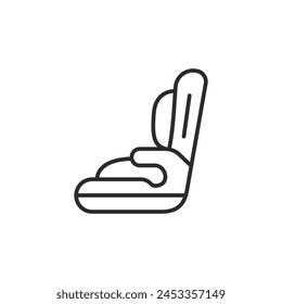 Child safety car seat icon. Simplified representation of a car seat designed to protect infants and children during vehicle travels. Essential for travel with kids. Vector illustration