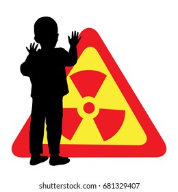 Child safety is a chemical hazard sign. The silhouette of a boy. Illustration for your design