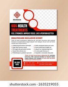 Modelo de folheto criativo de segurança para crianças. Proteção para crianças. Folheto, livreto, impressão de folheto, design de tampa com ícones lineares. Layouts vetoriais para revistas, relatórios anuais, cartazes de publicidade