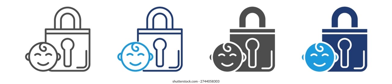 child safety icon set multiple style