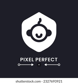 Child safety white solid desktop icon. Parent control. Under protection. Baby insurance. Pixel perfect, outline 4px. Silhouette symbol for dark mode. Glyph pictogram. Vector isolated image