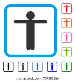 Child Scarescrow icon. Flat gray iconic symbol inside a light blue rounded frame. Black, gray, green, blue, red, orange color versions of Child Scarescrow vector. Designed for web and app UI.