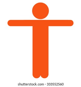 Child Scarescrow vector icon. Style is flat symbol, orange color, rounded angles, white background.