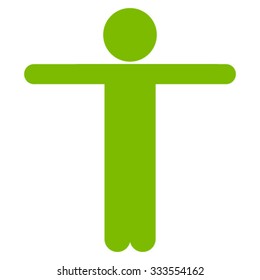 Child Scarescrow vector icon. Style is flat symbol, eco green color, rounded angles, white background.